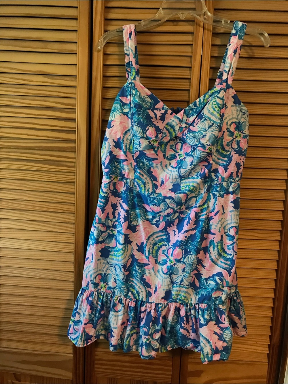 Lilly Pulitzer Blue & Pink Floral One-Piece Romper Dress, Sz 12